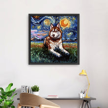 Red And White Husky Night