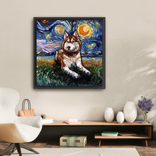 Red And White Husky Night