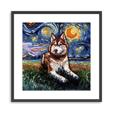 Red And White Husky Night