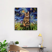 Brown Tabby Night Canvas Wall Art