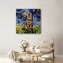 Brown Tabby Night Canvas Wall Art