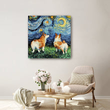 Corgi Night Canvas Wall Art