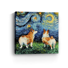 Corgi Night Canvas Wall Art