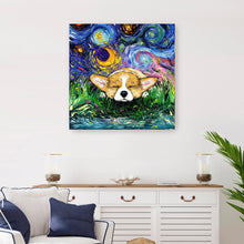 Sleepy Corgi Night Canvas Wall Art