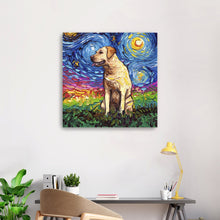 Yellow Labrador Night Canvas Wall Art