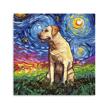 Yellow Labrador Night Canvas Wall Art