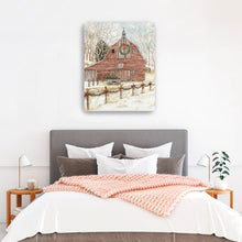 Snowy Red Barn Christmas