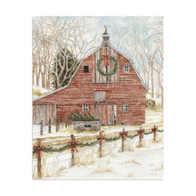 Snowy Red Barn Christmas