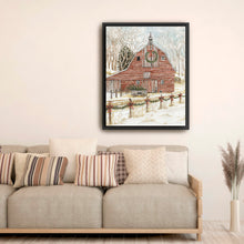 Snowy Red Barn Christmas