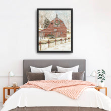 Snowy Red Barn Christmas