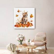 Kitten Among Autumn Leaves