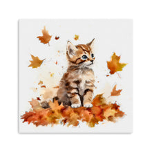 Kitten Among Autumn Leaves