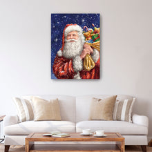 Santa With His Sack on Blue