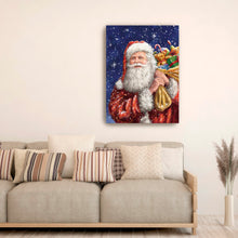 Santa With His Sack on Blue