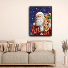 Santa With His Sack on Blue