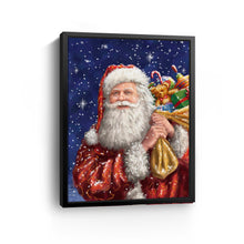 Santa With His Sack on Blue