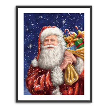 Santa With His Sack on Blue