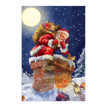 Santa at Chimney With Moon