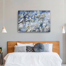 Cherry Blossom Branch Blue and White Landscape