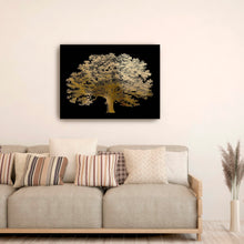 Gold Foil Elephant Tree on Black