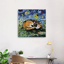 Sleepy Calico Night Canvas Wall Art