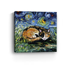 Sleepy Calico Night Canvas Wall Art