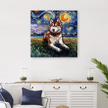 Red And White Husky Night