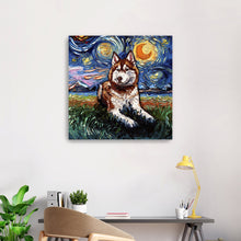 Red And White Husky Night