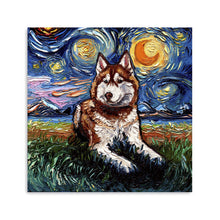 Red And White Husky Night