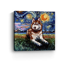 Red And White Husky Night