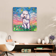 White Poodle Night Canvas Wall Art
