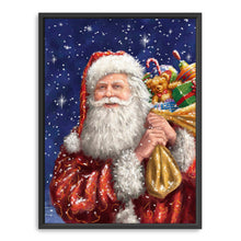 Santa With His Sack on Blue