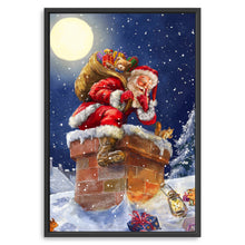 Santa at Chimney With Moon