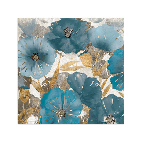 Blue and Gold Poppies Canvas Wall Art