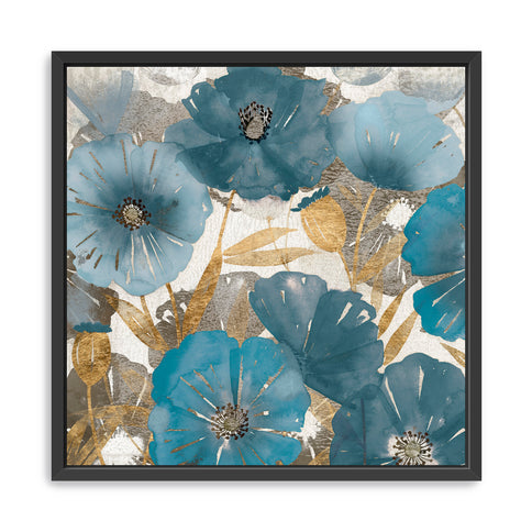 Blue and Gold Poppies Canvas Wall Art