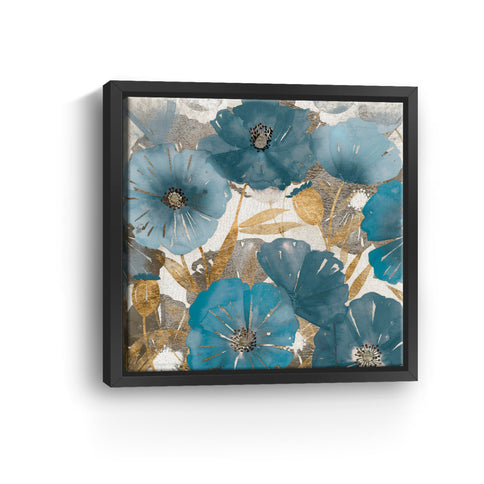 Blue and Gold Poppies Canvas Wall Art