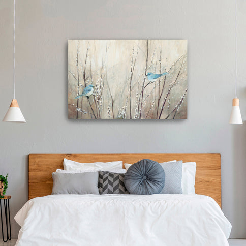 Pretty Birds Neutral Canvas Wall Art