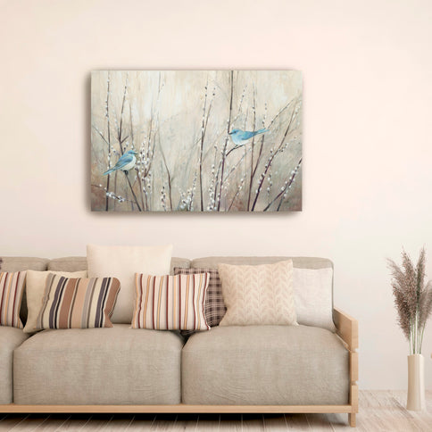 Pretty Birds Neutral Canvas Wall Art