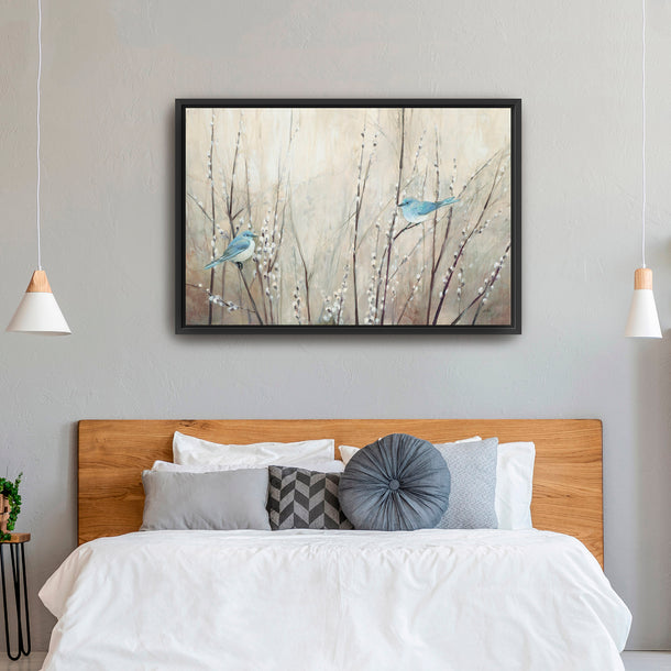 Pretty Birds Neutral Canvas Wall Art