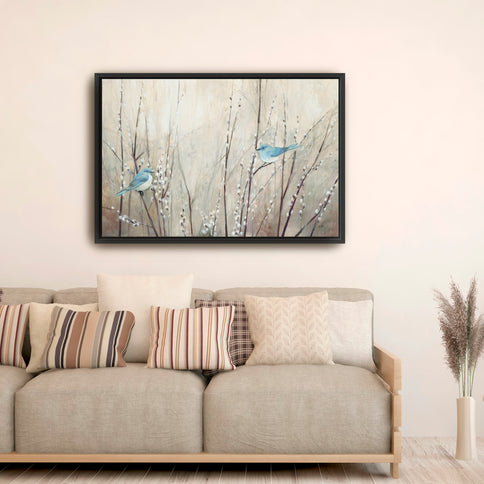 Pretty Birds Neutral Canvas Wall Art