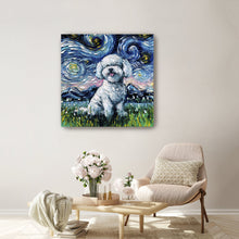 Bichon Frise Night Canvas Wall Art