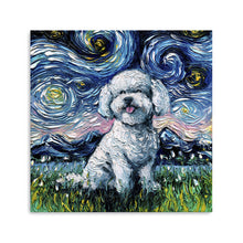 Bichon Frise Night Canvas Wall Art
