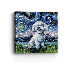 Bichon Frise Night Canvas Wall Art