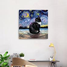 Tuxedo Cat Night II Canvas Wall Art