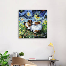 Sleepy Jack Russell Pup Night Canvas Wall Art
