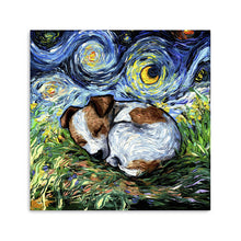 Sleepy Jack Russell Pup Night Canvas Wall Art