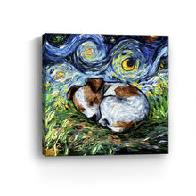 Sleepy Jack Russell Pup Night Canvas Wall Art