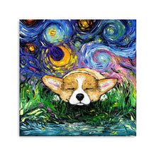 Sleepy Corgi Night Canvas Wall Art