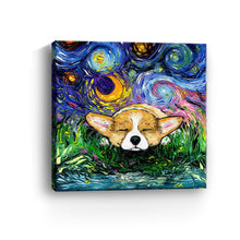 Sleepy Corgi Night Canvas Wall Art