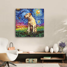 Yellow Labrador Night Canvas Wall Art